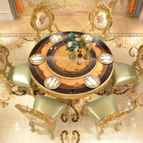 классический европейский стиль круглый обеденный стол из цельного дерева